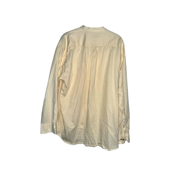 Cambridge Classics Men’s Button Down Shirt L Yellow Long Sleeve Grandad Collar - Picture 2 of 4